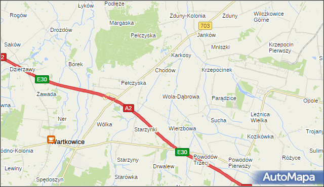 mapa Wola-Dąbrowa, Wola-Dąbrowa na mapie Targeo