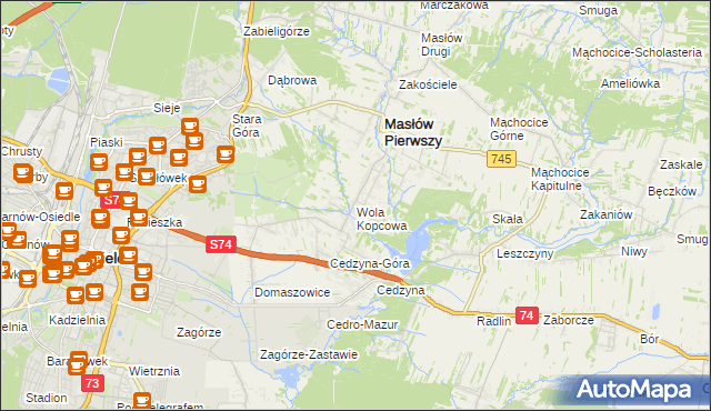 mapa Wola Kopcowa, Wola Kopcowa na mapie Targeo