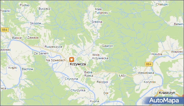 mapa Wola Krzywiecka, Wola Krzywiecka na mapie Targeo