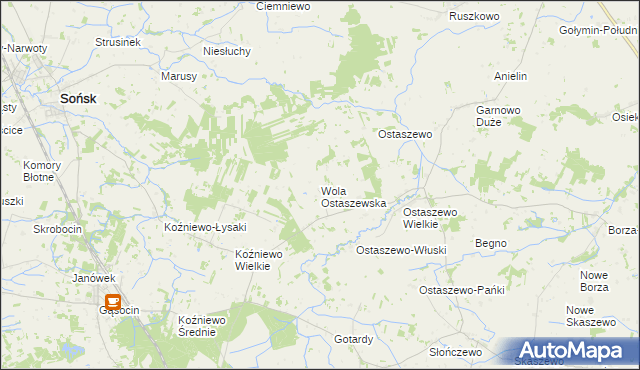 mapa Wola Ostaszewska, Wola Ostaszewska na mapie Targeo