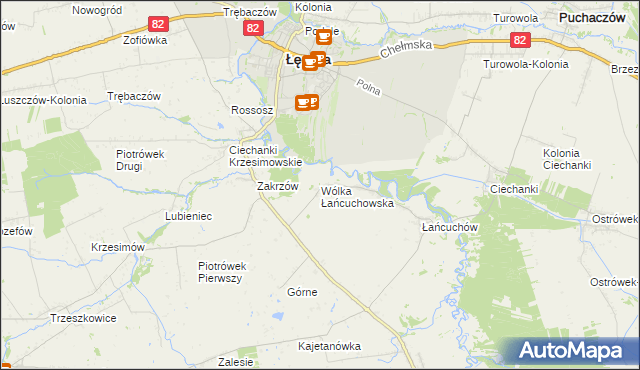 mapa Wólka Łańcuchowska, Wólka Łańcuchowska na mapie Targeo