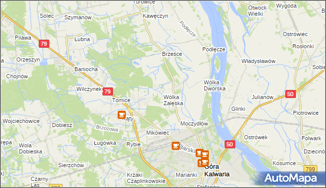 mapa Wólka Załęska gmina Góra Kalwaria, Wólka Załęska gmina Góra Kalwaria na mapie Targeo
