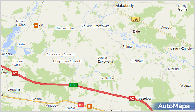 mapa Wólka Żukowska, Wólka Żukowska na mapie Targeo