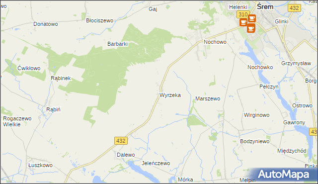 mapa Wyrzeka, Wyrzeka na mapie Targeo