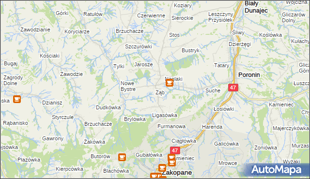 mapa Ząb, Ząb na mapie Targeo