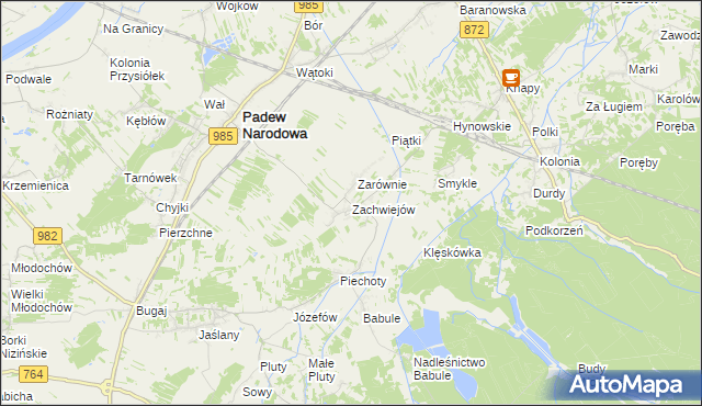 mapa Zachwiejów, Zachwiejów na mapie Targeo