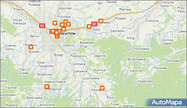 mapa Zagórnik gmina Andrychów, Zagórnik gmina Andrychów na mapie Targeo