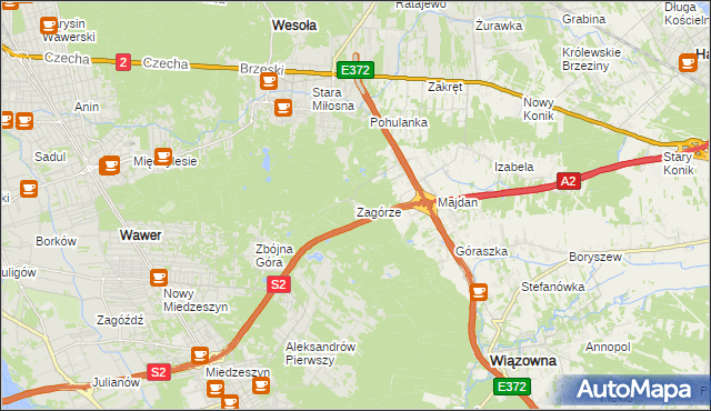 mapa Zagórze gmina Wiązowna, Zagórze gmina Wiązowna na mapie Targeo