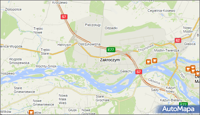 mapa Zakroczym, Zakroczym na mapie Targeo
