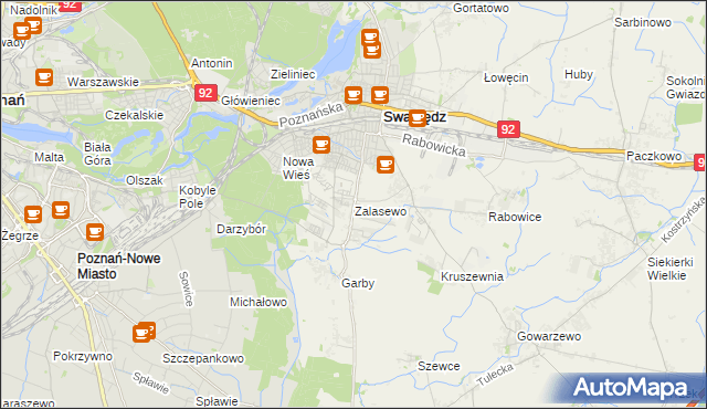 mapa Zalasewo, Zalasewo na mapie Targeo