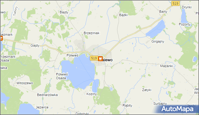 mapa Zalewo powiat iławski, Zalewo powiat iławski na mapie Targeo