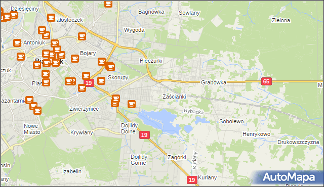 mapa Zaścianki gmina Supraśl, Zaścianki gmina Supraśl na mapie Targeo