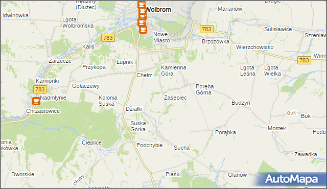 mapa Zasępiec, Zasępiec na mapie Targeo
