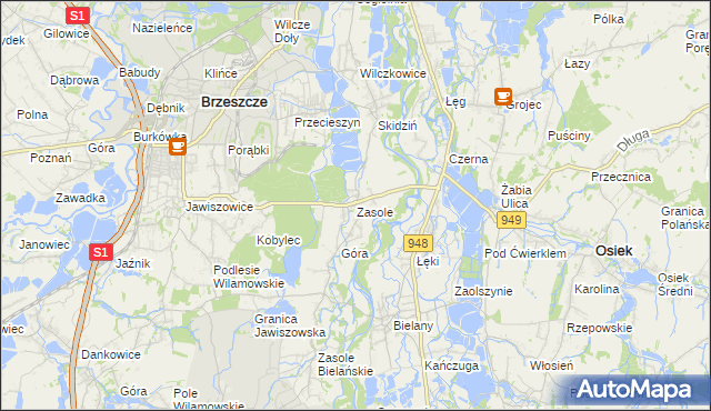 mapa Zasole, Zasole na mapie Targeo