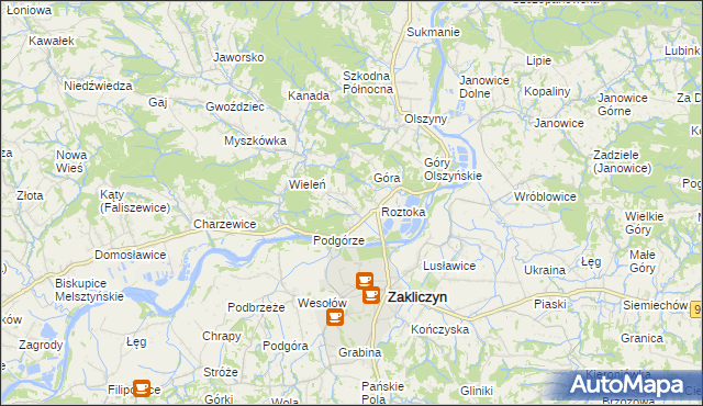 mapa Zawada Lanckorońska, Zawada Lanckorońska na mapie Targeo