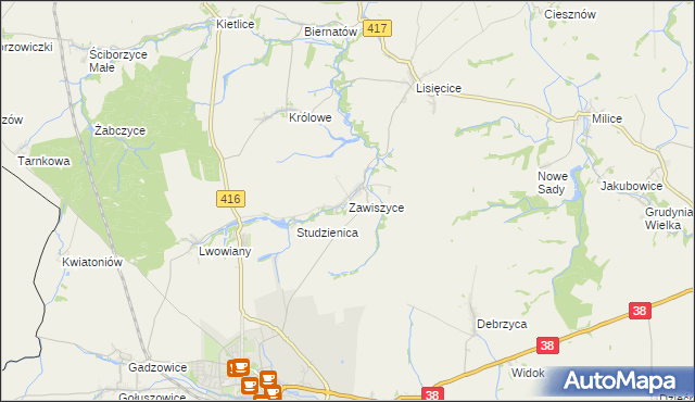 mapa Zawiszyce, Zawiszyce na mapie Targeo