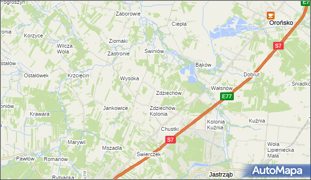 mapa Zdziechów gmina Szydłowiec, Zdziechów gmina Szydłowiec na mapie Targeo