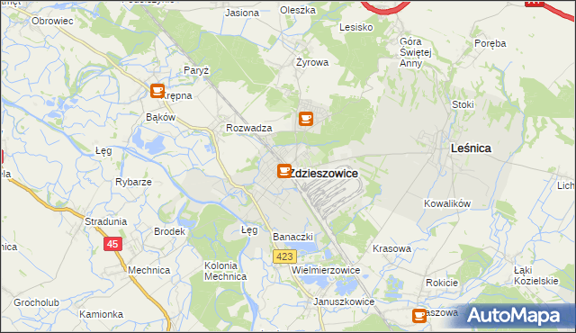 mapa Zdzieszowice, Zdzieszowice na mapie Targeo