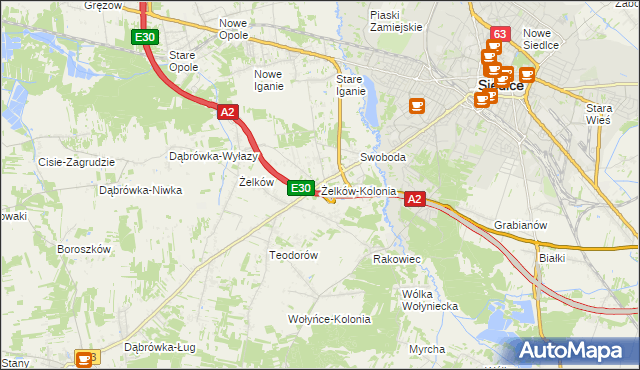 mapa Żelków-Kolonia, Żelków-Kolonia na mapie Targeo