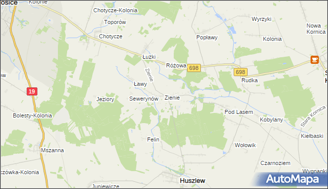 mapa Zienie, Zienie na mapie Targeo