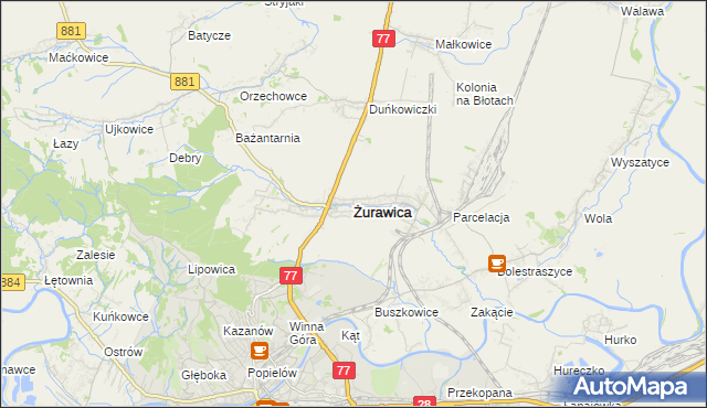 mapa Żurawica powiat przemyski, Żurawica powiat przemyski na mapie Targeo