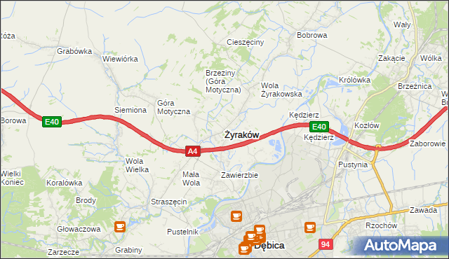 mapa Żyraków, Żyraków na mapie Targeo