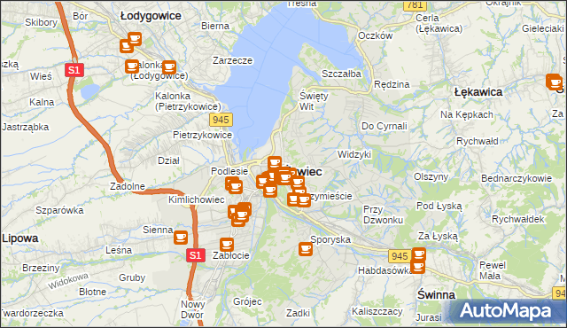 mapa Żywiec, Żywiec na mapie Targeo