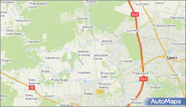 mapa Jastrzębie Górne, Jastrzębie Górne na mapie Targeo