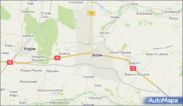 mapa Jeżów powiat brzeziński, Jeżów powiat brzeziński na mapie Targeo