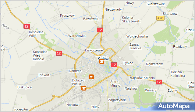 mapa Kalisza, Kalisz na mapie Targeo