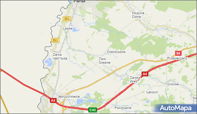 mapa Żarki Średnie, Żarki Średnie na mapie Targeo