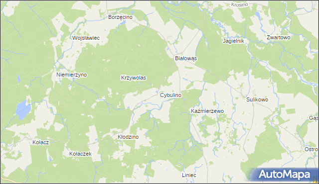 mapa Cybulino gmina Barwice, Cybulino gmina Barwice na mapie Targeo