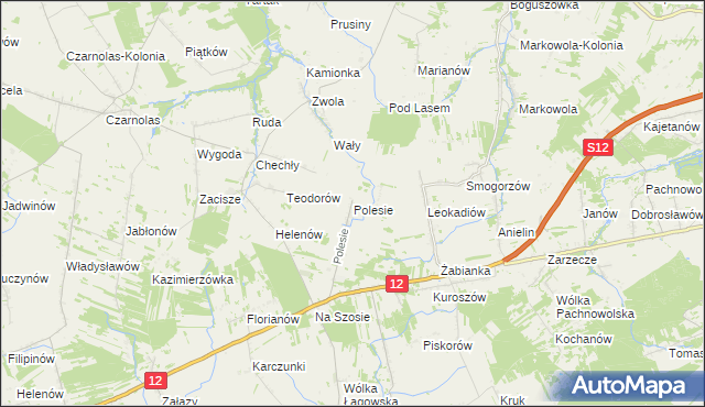 mapa Polesie gmina Puławy, Polesie gmina Puławy na mapie Targeo