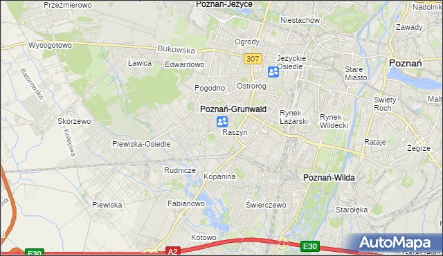mapa Raszyn gmina Poznań, Raszyn gmina Poznań na mapie Targeo