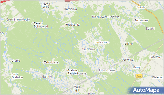 mapa Smolarnia gmina Wiskitki, Smolarnia gmina Wiskitki na mapie Targeo