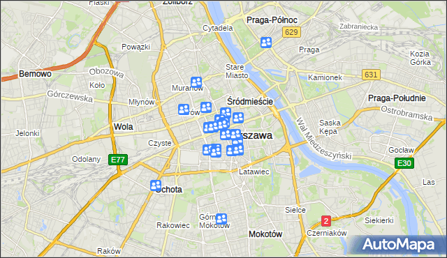 mapa Warszawy, Warszawa na mapie Targeo