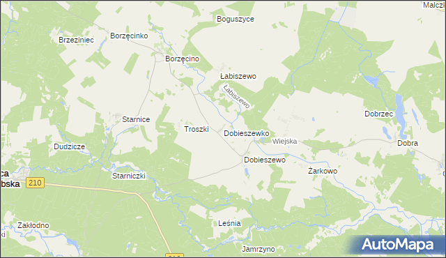 mapa Dobieszewko gmina Dębnica Kaszubska, Dobieszewko gmina Dębnica Kaszubska na mapie Targeo