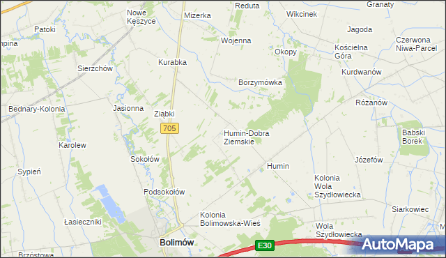 mapa Humin-Dobra Ziemskie, Humin-Dobra Ziemskie na mapie Targeo