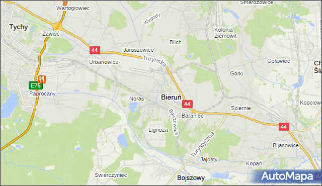 mapa Bieruń, Bieruń na mapie Targeo