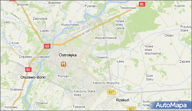mapa Goworki, Goworki na mapie Targeo