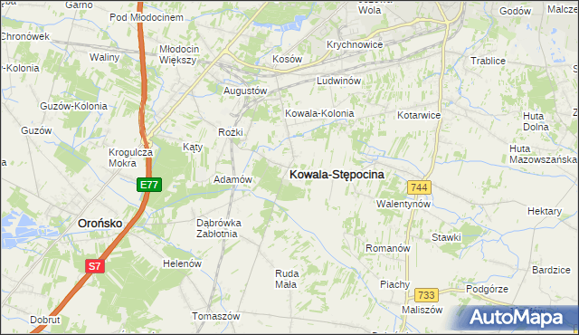 mapa Kowala-Stępocina, Kowala-Stępocina na mapie Targeo