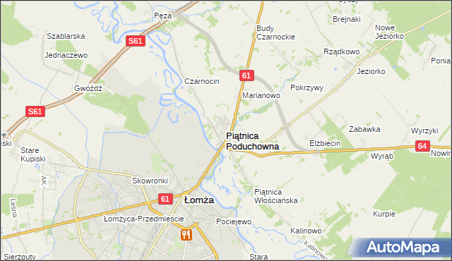 mapa Piątnica Poduchowna, Piątnica Poduchowna na mapie Targeo