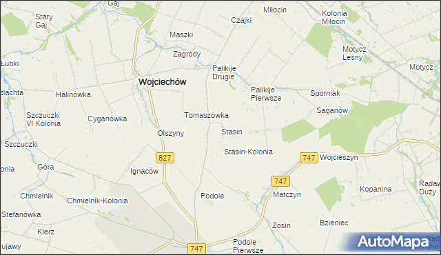 mapa Stasin gmina Wojciechów, Stasin gmina Wojciechów na mapie Targeo