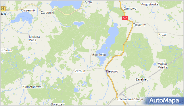 mapa Biesówko, Biesówko na mapie Targeo