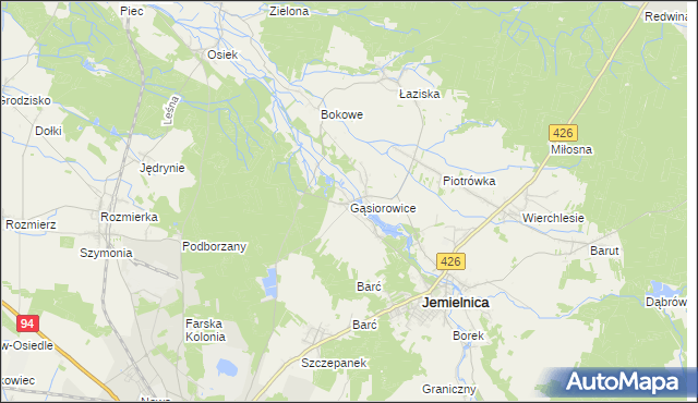 mapa Gąsiorowice, Gąsiorowice na mapie Targeo