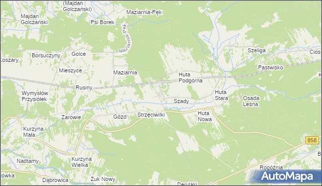 mapa Huta Krzeszowska, Huta Krzeszowska na mapie Targeo