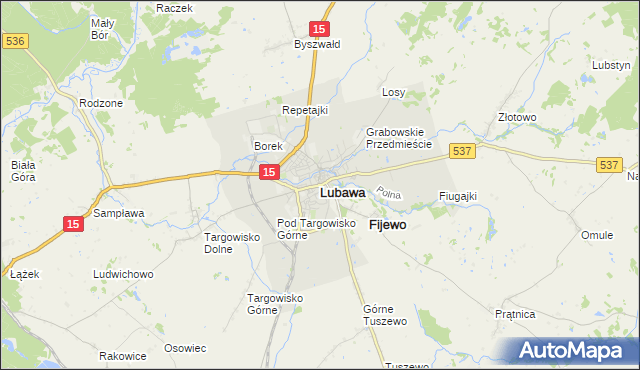 mapa Lubawa, Lubawa na mapie Targeo