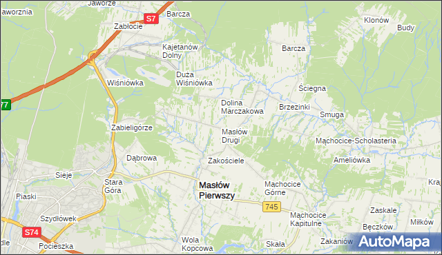 mapa Masłów Drugi, Masłów Drugi na mapie Targeo