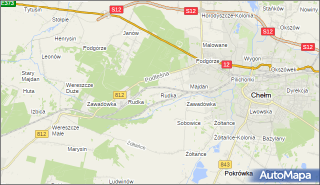 mapa Rudka gmina Chełm, Rudka gmina Chełm na mapie Targeo