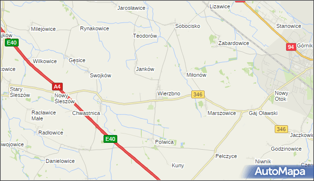 mapa Wierzbno gmina Domaniów, Wierzbno gmina Domaniów na mapie Targeo